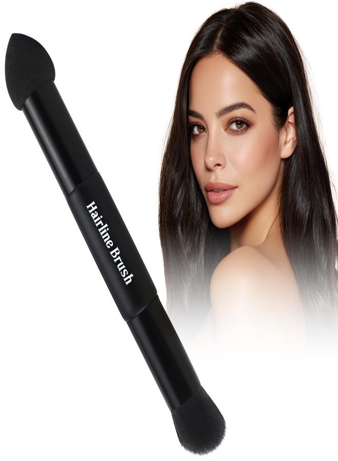 VOLLUCK Dual-Ended Hairline Powder Brush, 2-in-1 Travel Makeup Brush Set with Sponge & Root Angled Concealer/Contour Tip for Seamless Blending Root Touch Up, Soft, Easy to Color - Image 1